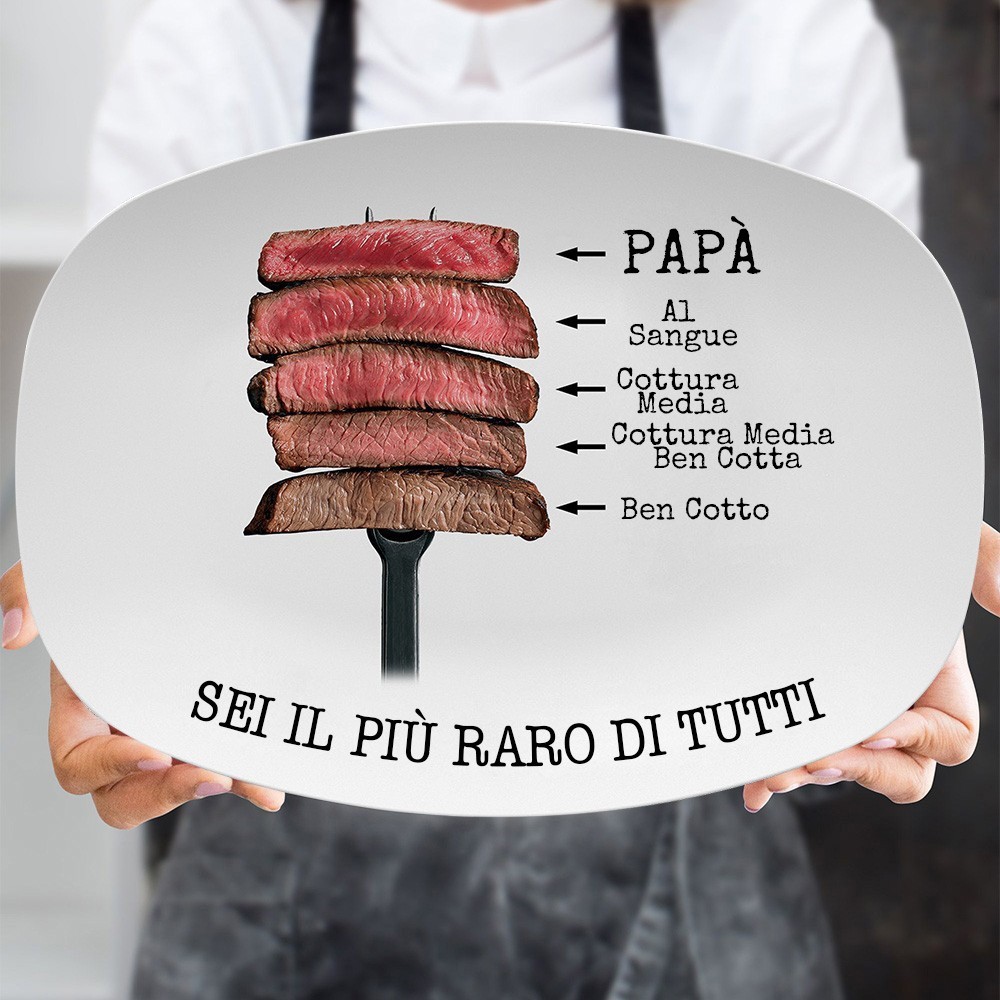 Piatto da grigliare personalizzato "Sei il più raro di tutti", regalo per la festa del papà