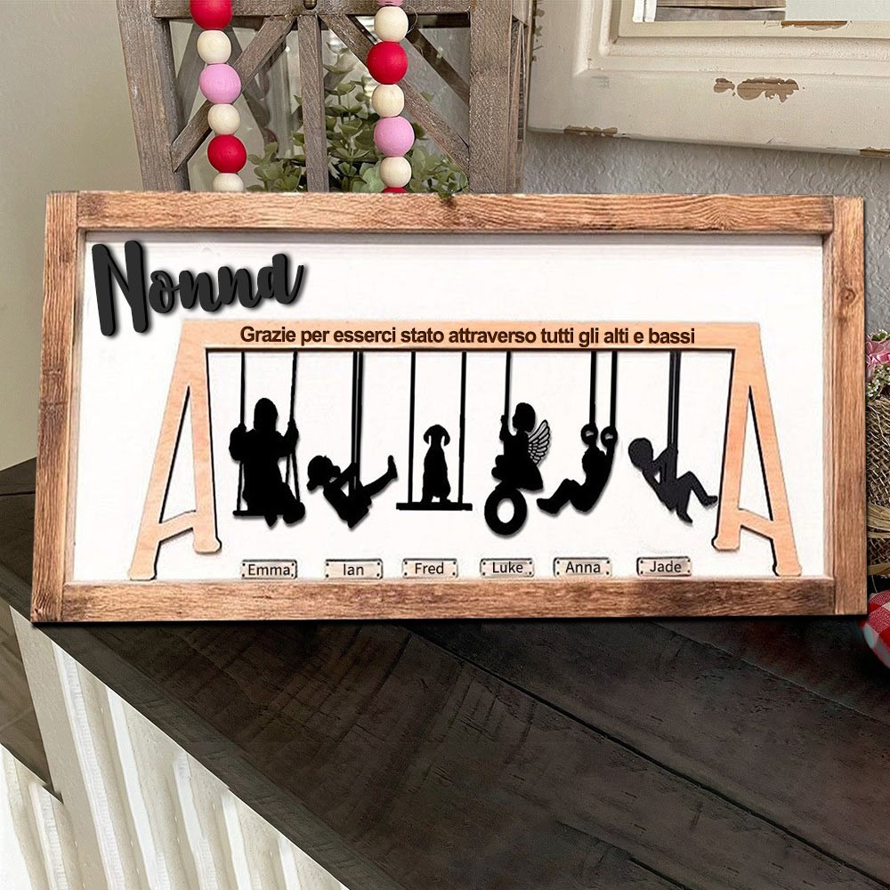Set altalena personalizzata per la nonna, cartello in legno, regalo con nomi dei nipoti, idee regalo uniche per la festa della mamma, regalo per la famiglia per la mamma, la nonna