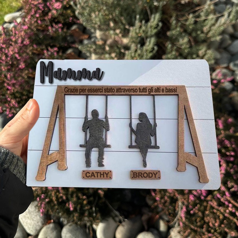 Set di altalene per mamma personalizzato, cartello in legno con nomi di bambini, regali ricordo per mamma, nonna, idee regalo uniche per la festa della mamma