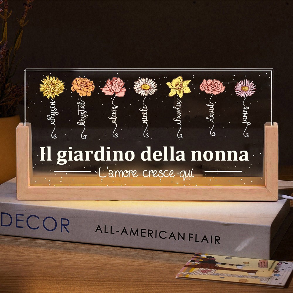 Giardino della mamma personalizzato Ti amiamo Nascita Fiore Legno Luce notturna Regali unici per la mamma Nonna Idee regalo per la festa della mamma