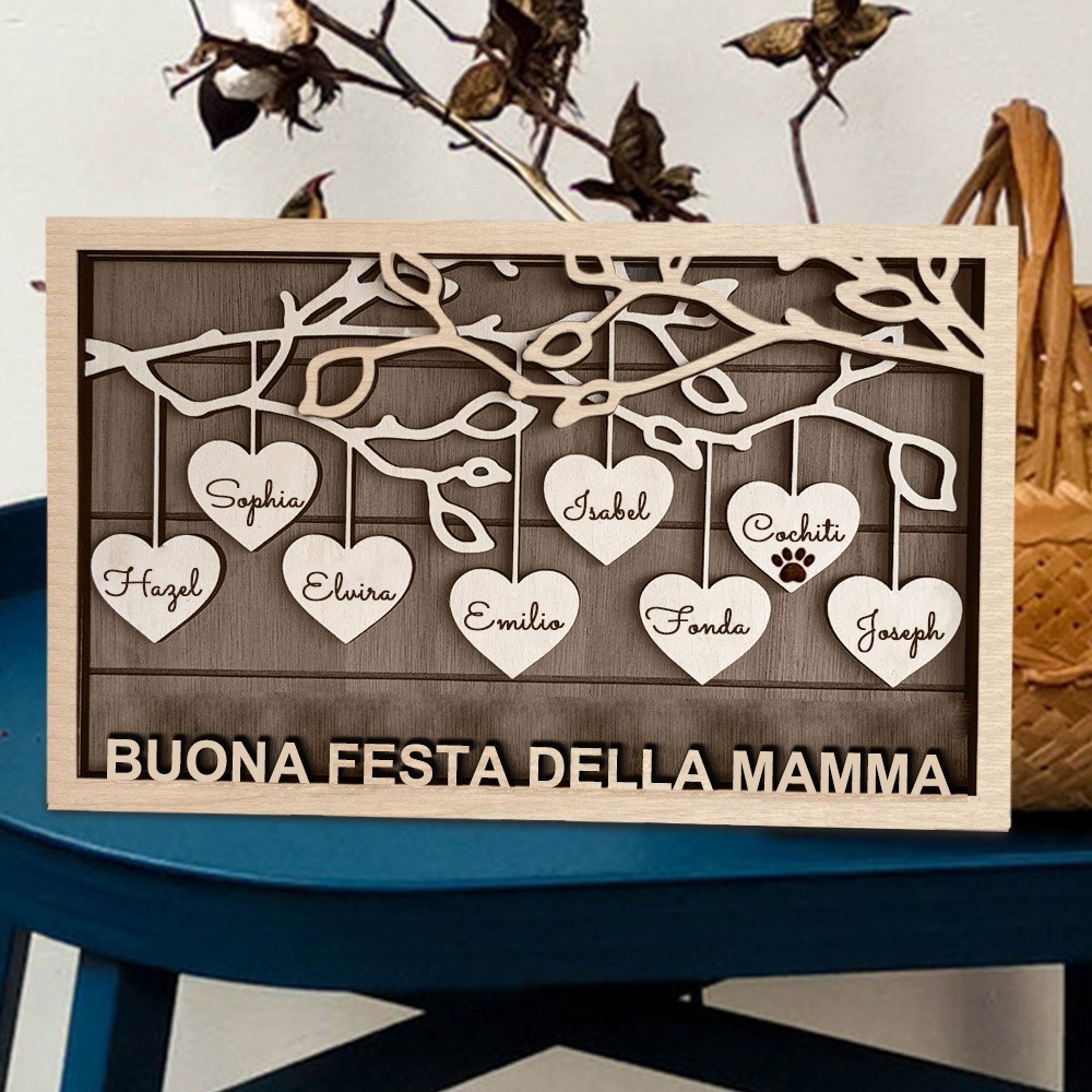 Targa familiare personalizzata con nome dell'albero della vita, regalo unico per mamma e nonna. Le migliori idee regalo per la festa della mamma