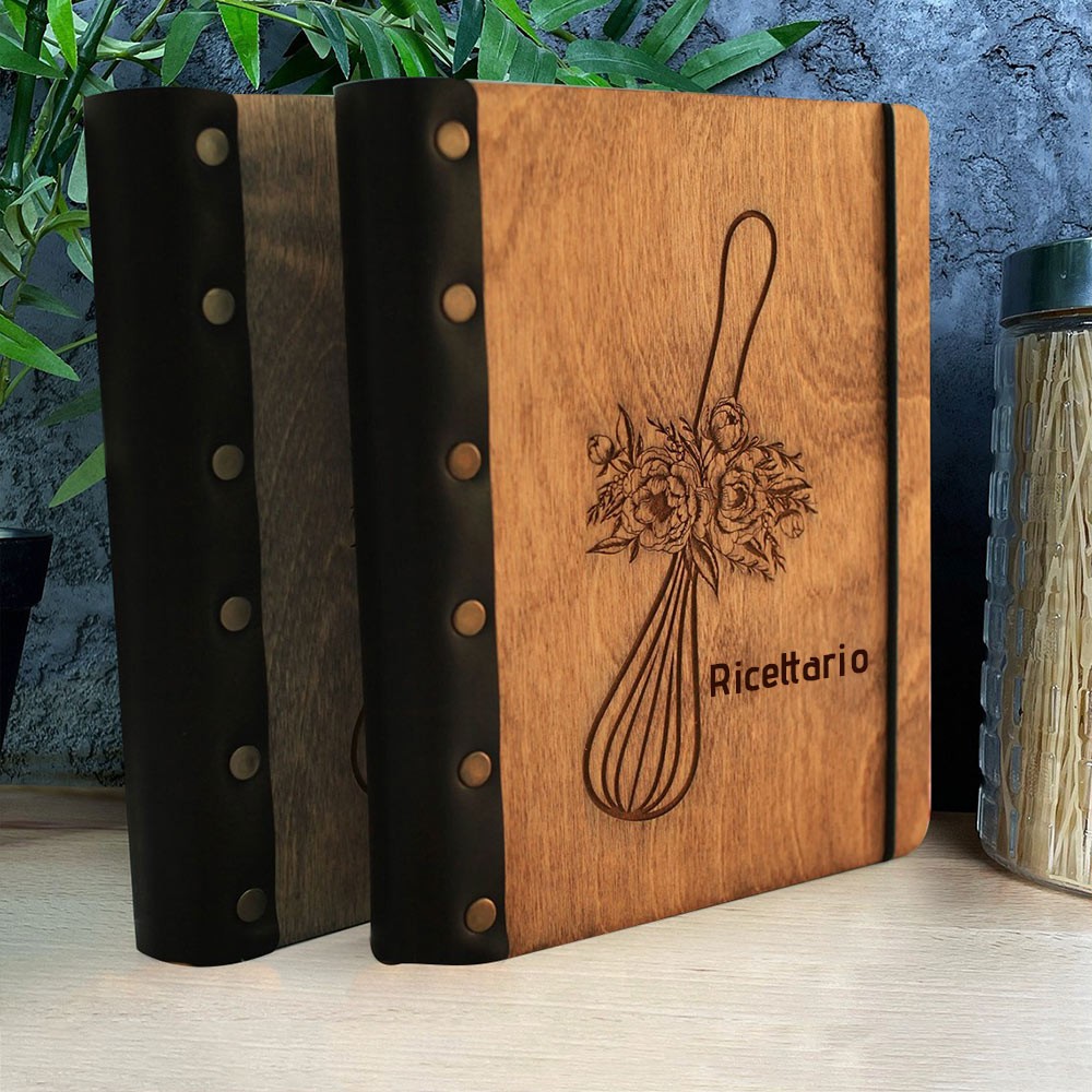 Raccoglitore di libri di ricette in legno rilegato in pelle personalizzato per la mamma, regali ricordo della famiglia, idee regalo per la festa della mamma