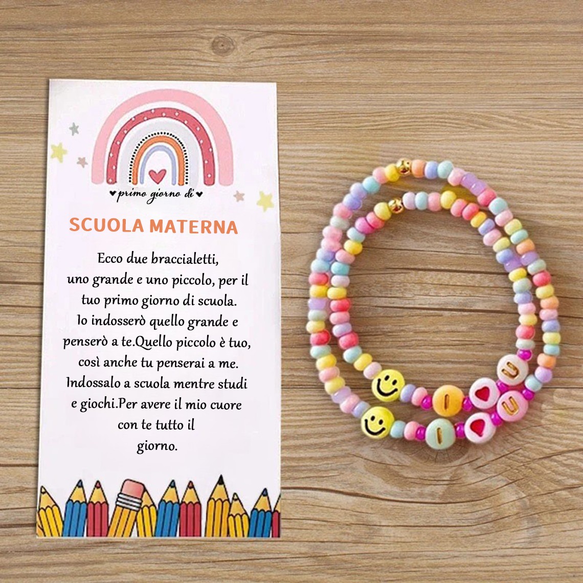 Braccialetti coordinati per il primo giorno di scuola materna, per mamma e figlio, braccialetti per il ritorno a scuola per bambini