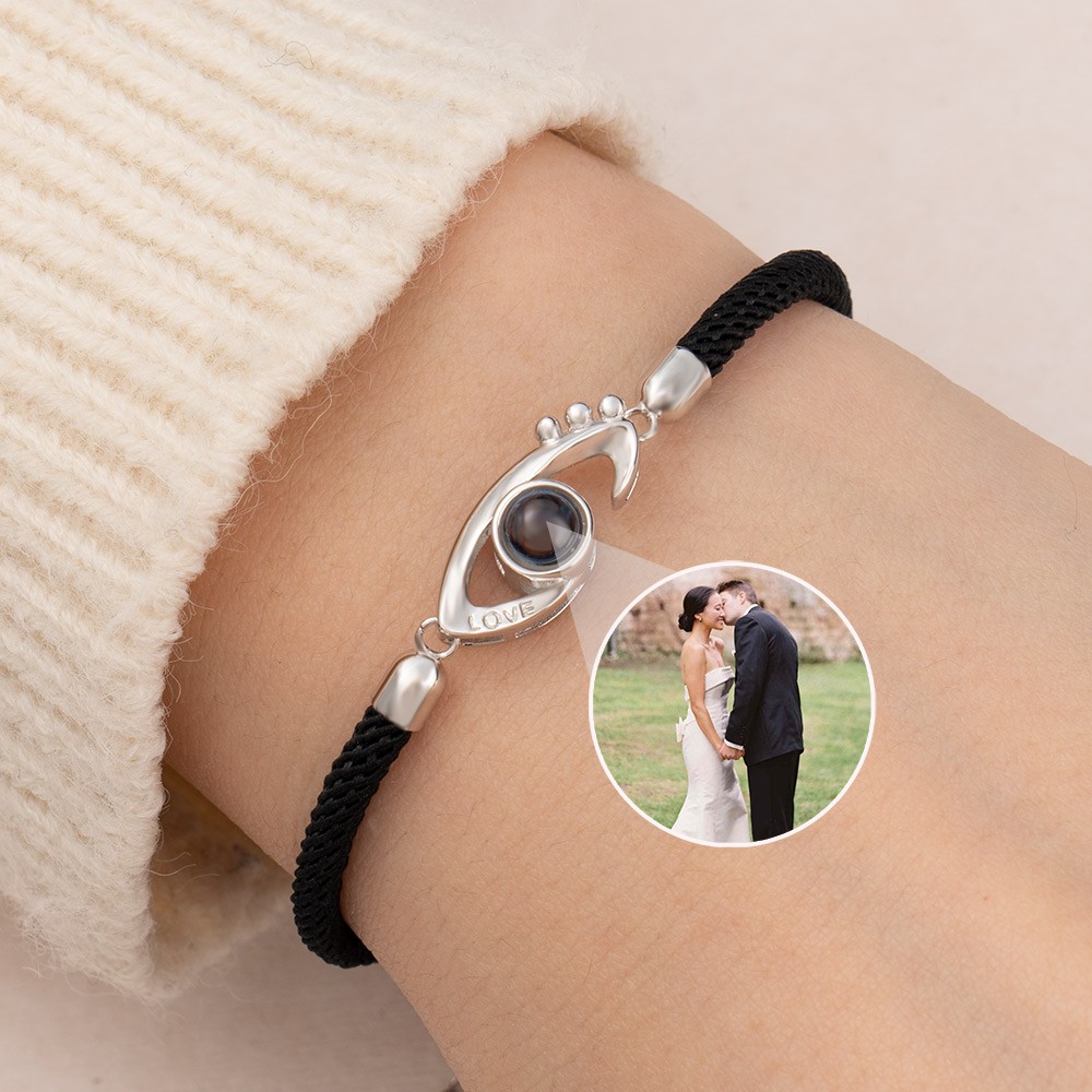 Bracciale con Proiezione Fotografica Personalizzata per Memoriale, Regalo di Anniversario di Matrimonio o Compleanno per Anima Gemella
