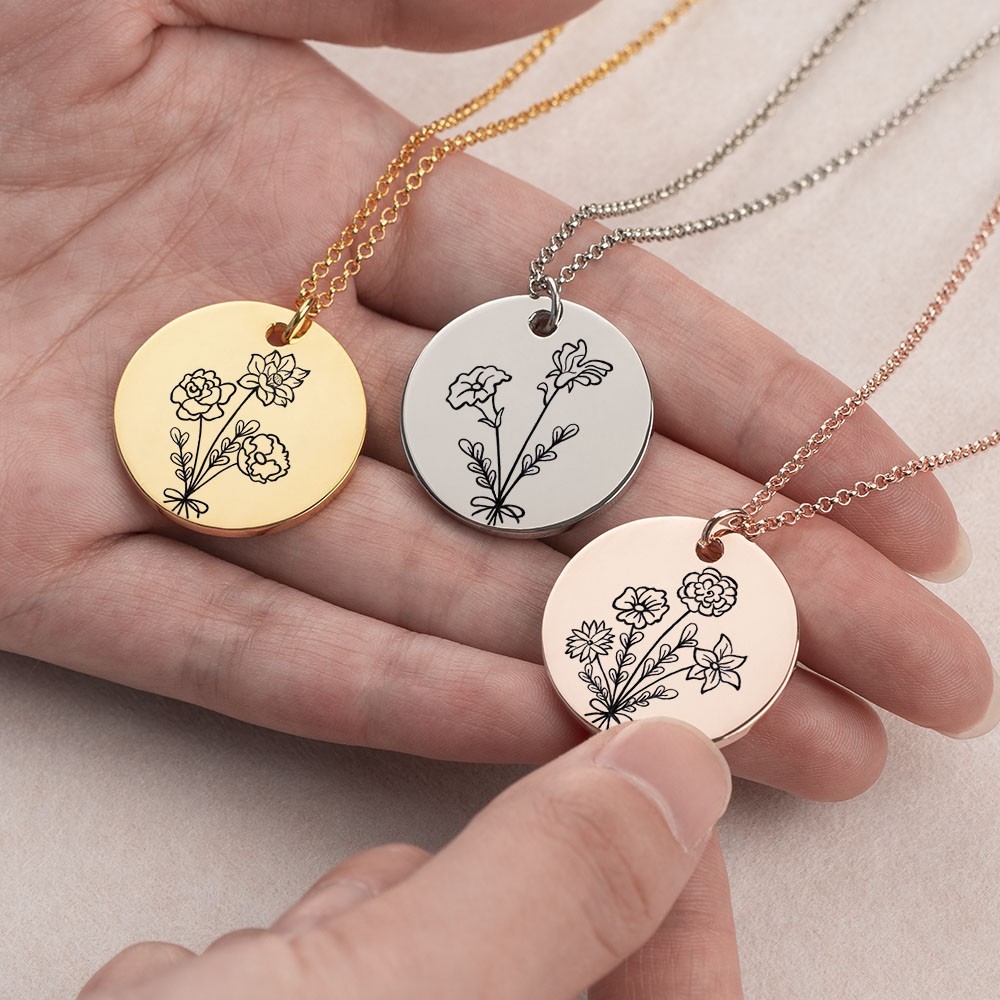 Bouquet personalizzato, collana di fiori di nascita, regalo unico per la famiglia per mamma, nonna, idee regalo per la festa della mamma
