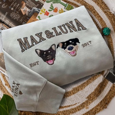 Felpa con foto del ritratto di un animale domestico ricamato Felpa con cappuccio personalizzata per cani con foto e nome per gli amanti degli animali domestici, regali per i proprietari di cani