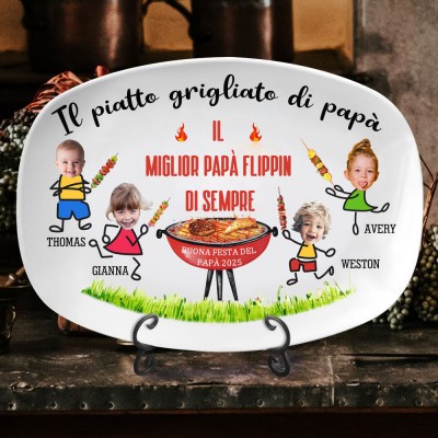 Piatto per grigliate personalizzato di papà con foto e nome del bambino. Il miglior piatto di sempre per papà. Regali per la festa del papà