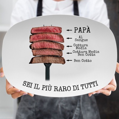 Piatto da grigliare personalizzato "Sei il più raro di tutti", regalo per la festa del papà