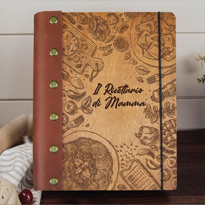 Quaderno con copertina in legno, diario personalizzato con rilegatura in pelle, per idee regalo per la festa della mamma