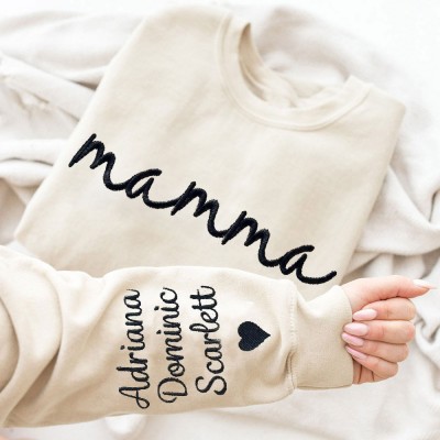 Felpa personalizzata con ricamo "Mamma" e nomi per bambini, regalo di compleanno unico per la mamma, regalo per neomamme, idee regalo per la festa della mamma