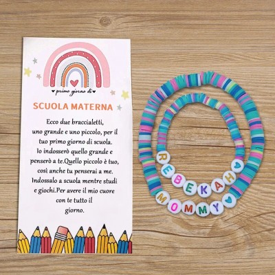 Braccialetto a forma di cuore abbinato per la mamma e il bambino, primo giorno di scuola, regali per il ritorno a scuola per bambini
