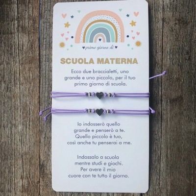Braccialetti coordinati per il primo giorno di scuola materna, per mamma e figlio, braccialetti per il ritorno a scuola per bambini