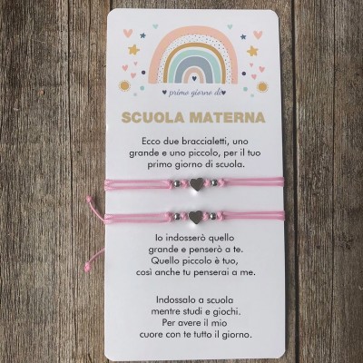 Braccialetti coordinati per il primo giorno di scuola materna, per mamma e figlio, braccialetti per il ritorno a scuola per bambini
