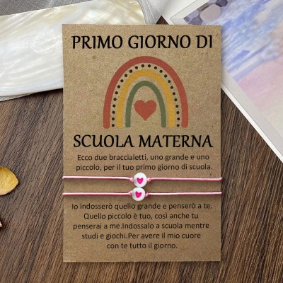 Braccialetti coordinati per il primo giorno di scuola materna, per mamma e figlio, braccialetti per il ritorno a scuola per bambini
