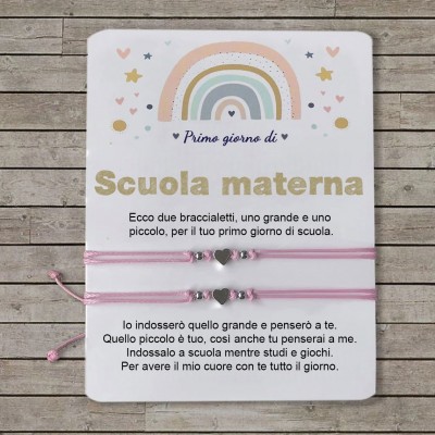 Braccialetti coordinati per il primo giorno di scuola materna, per mamma e figlio, braccialetti per il ritorno a scuola per bambini