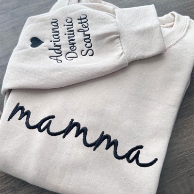 Felpa con cappuccio personalizzata con ricamo "Mamma", regalo unico per la mamma, regalo di compleanno per la neomamma, idee regalo perfette per la festa della mamma.