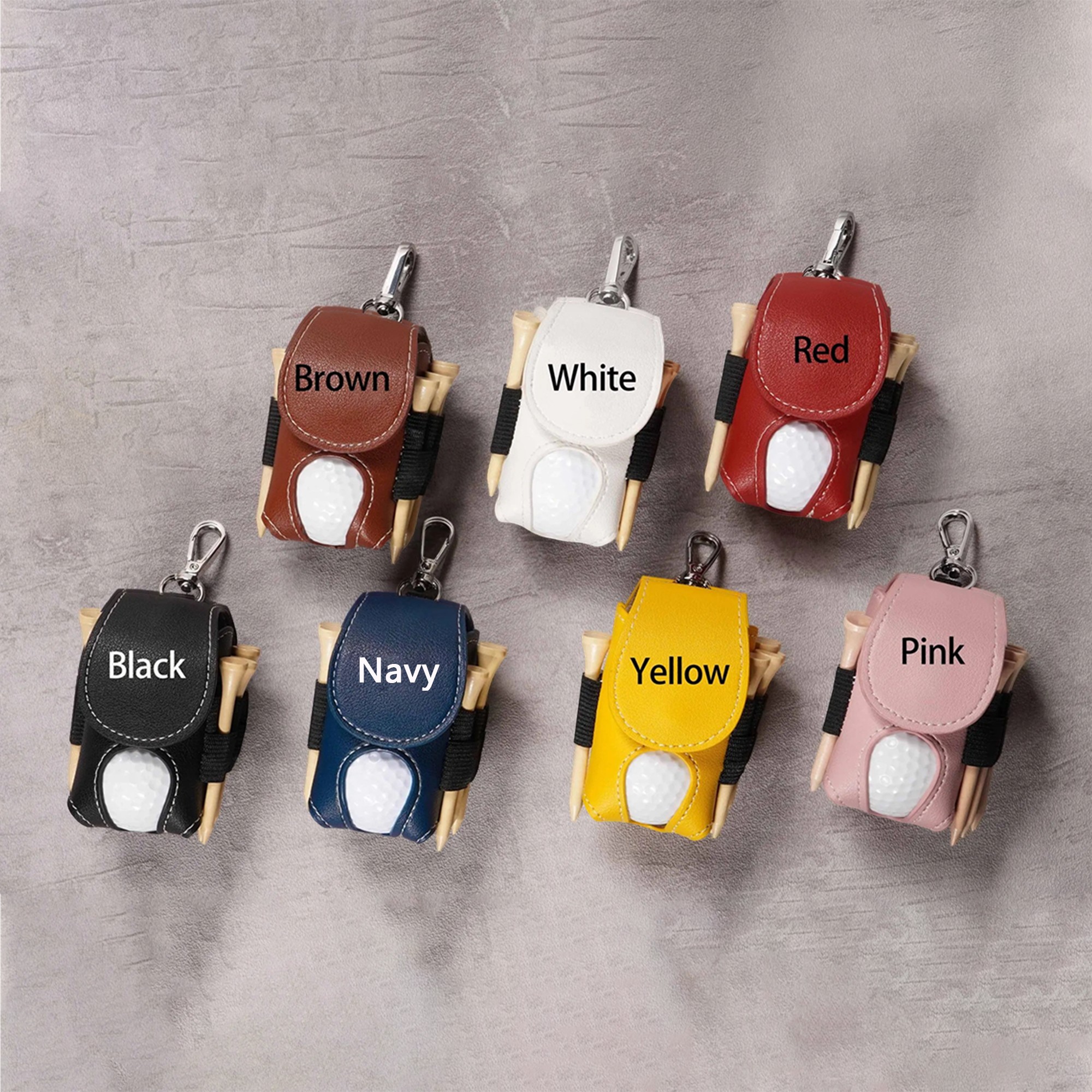 Personalized Leather Golf Ball & Tee Bag Holder with Name Unique Golf Accessories Golf Lover Gifts Birthday Gift for Dad