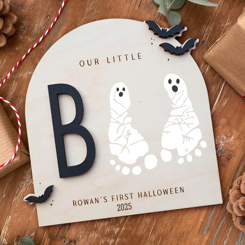 Personalized Our Little Boo DIY Footprint Sign Baby's First Halloween Keepsake Gift
