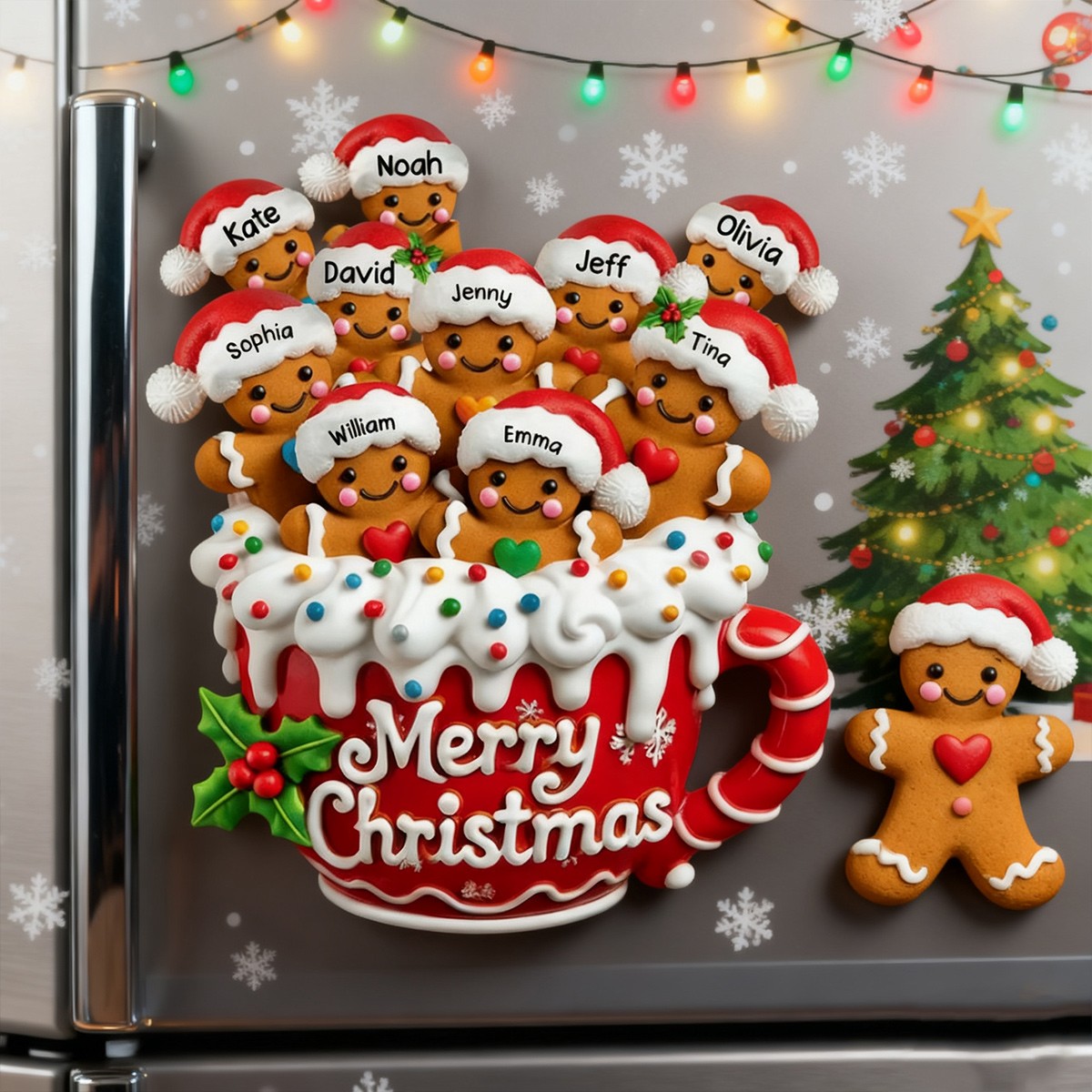 Personalized Gingerbread Family Fridge Magnets with Kids Names Unique Family Gifts Christmas Gift Ideas