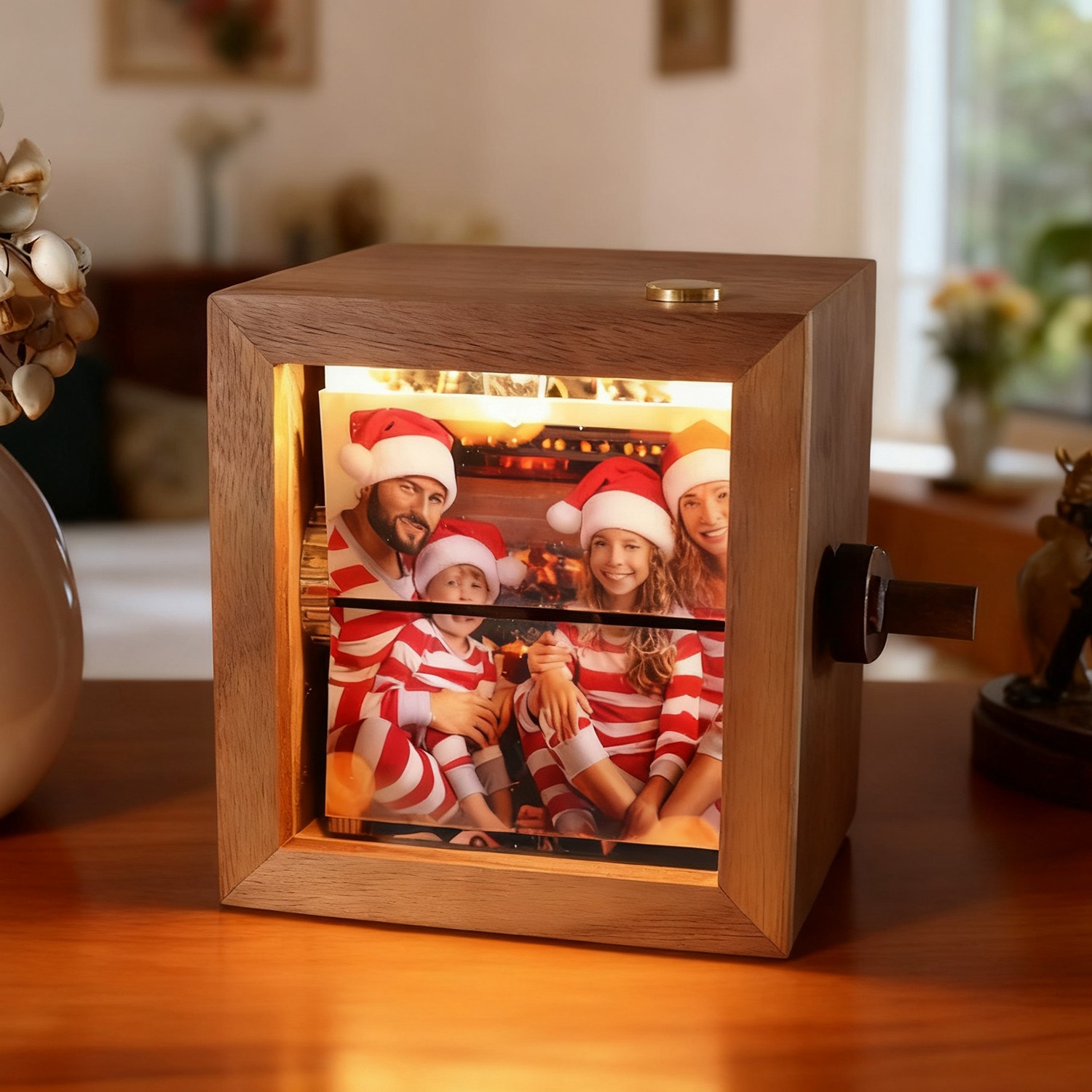 Custom Wooden Flipbook Photo Box with Light Family Keepsake Gift Anniversary Gift Christmas Gifts