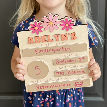Custom Wooden First Day of School Sign Personalized Back To School Sign Gift for Kids