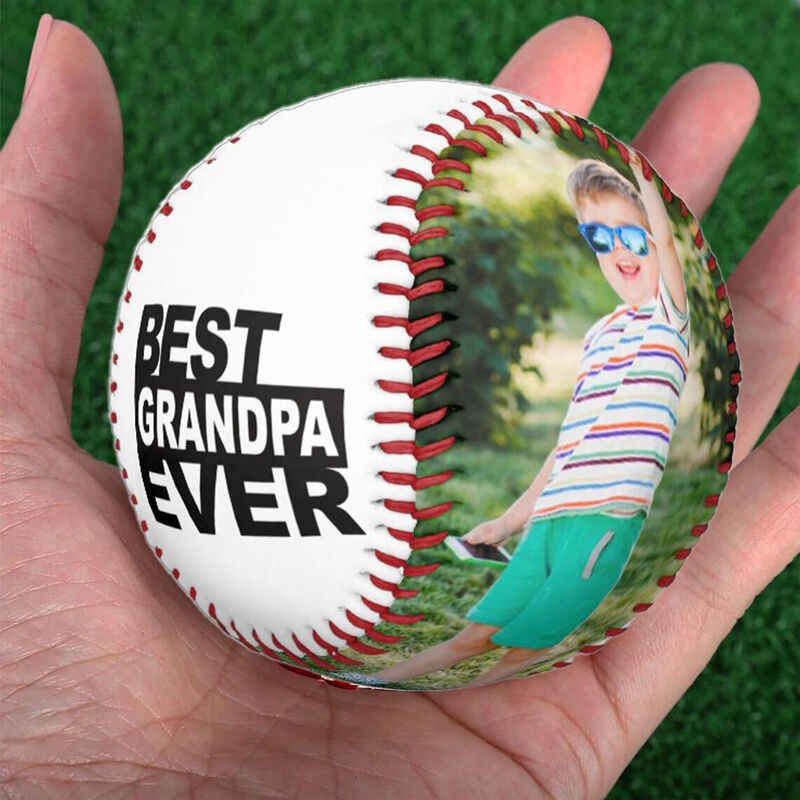 Personalized Best Grandpa Ever Photo Baseball Custom Gift For Grandfather
