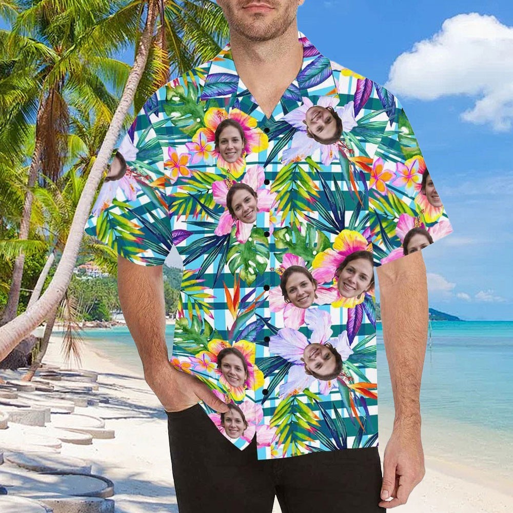 Custom Hawaiian Pattern Style Face Shirt For Man Personalized Beach Party Gift Ideas Gift For Him