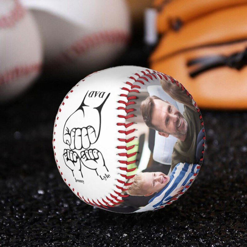 Personalized Fist Bump Baseball With Kids Names And Photo Unique Keepsake Father's Day Gift Ideas