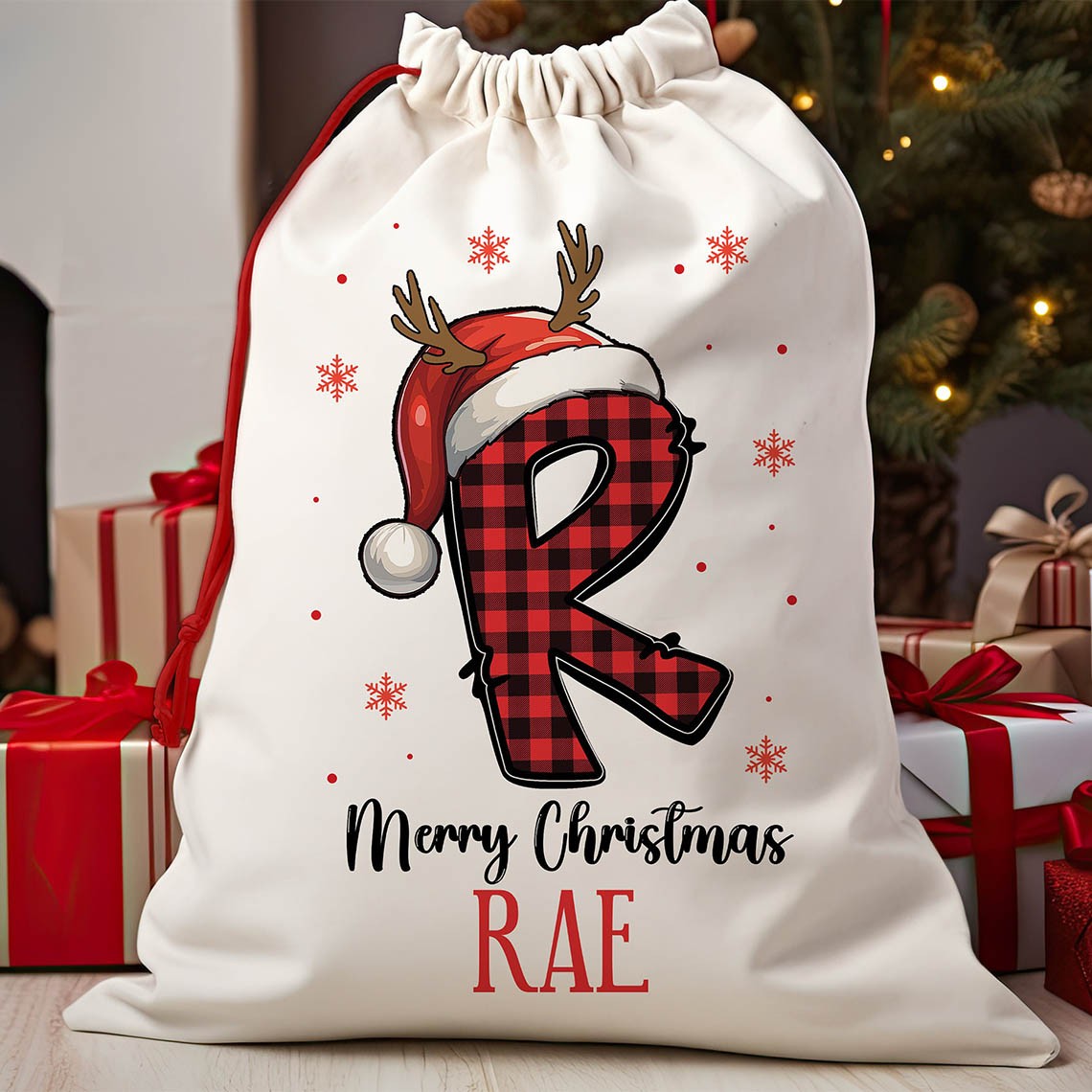 Personalized Christmas Santa Sack Bags with Name Holiday Gift Bag for Kids Unique Christmas Gift Bag