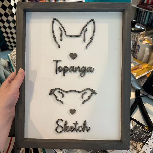 Custom Dog Ear Outline Memorial Frame Pet Loss Gifts Unique Gift for Dog Lovers Christmas Gift