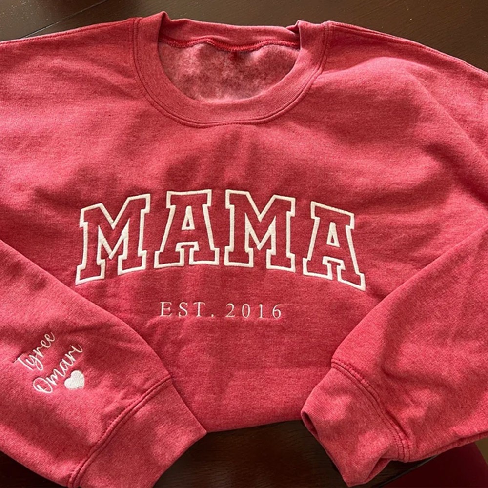 Custom Mama Embroidered Sweatshirt Hoodie Unique Gift For Mom Grandma Mother's Day Gift Ideas