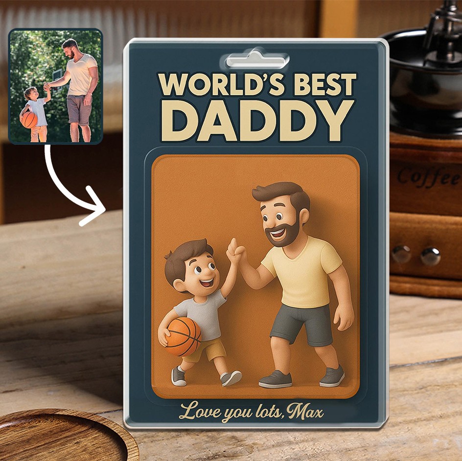 Custom Photo Dad And Kids Action Figure Acrylic Block Unique Gifts for Dad Father's Day Gift