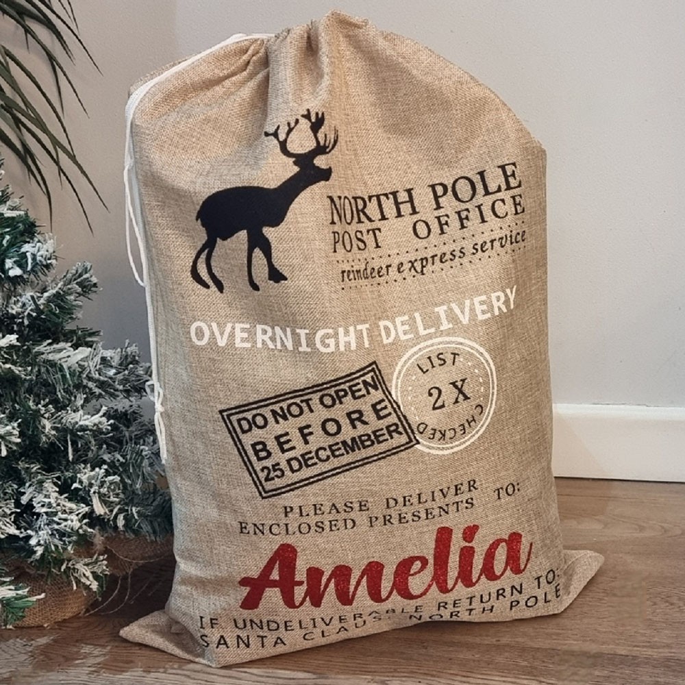 Personalized Christmas Santa Sack Bags with Name Holiday Gift Bag for Kids Unique Christmas Gift Bag