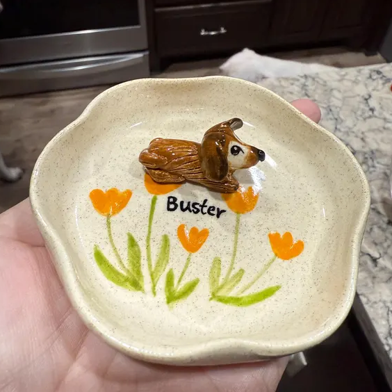 Custom Pet Figurine Jewelry Dish with Name Dog Owner Gift Unique Gift for Pet Lovers Christmas Gift