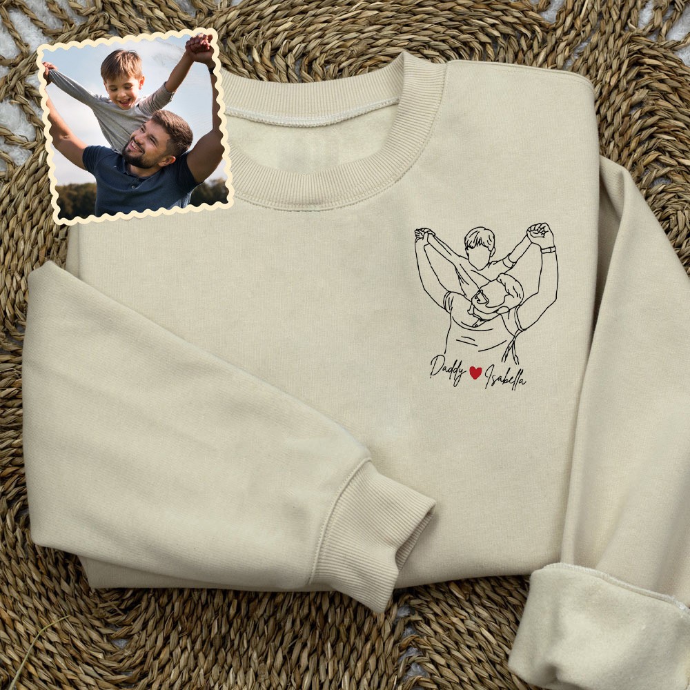 Custom Dad Photo Portrait Sweatshirt Keepsake Gift for Dad Unique Father's Day Gifts