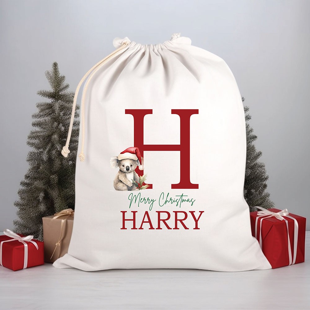 Personalized Christmas Santa Sack Bags with Name Holiday Gift Bag for Kids Unique Christmas Gift Bag