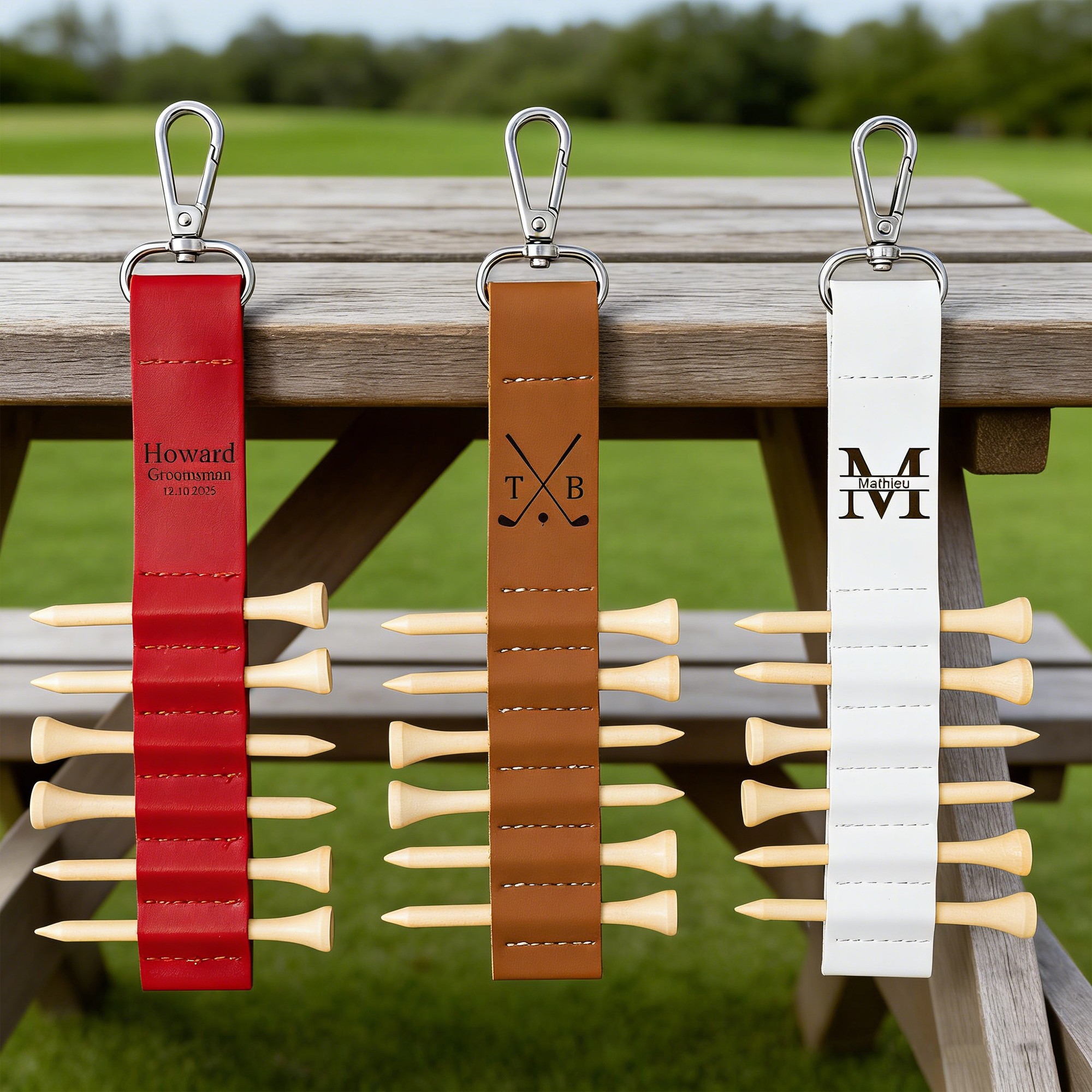 Personalized Engraved Leather Golf Bag Tag for Men Golf Tee Holder Gift for Golf Lovers Anniversary Gift Valentine's Day Gifts