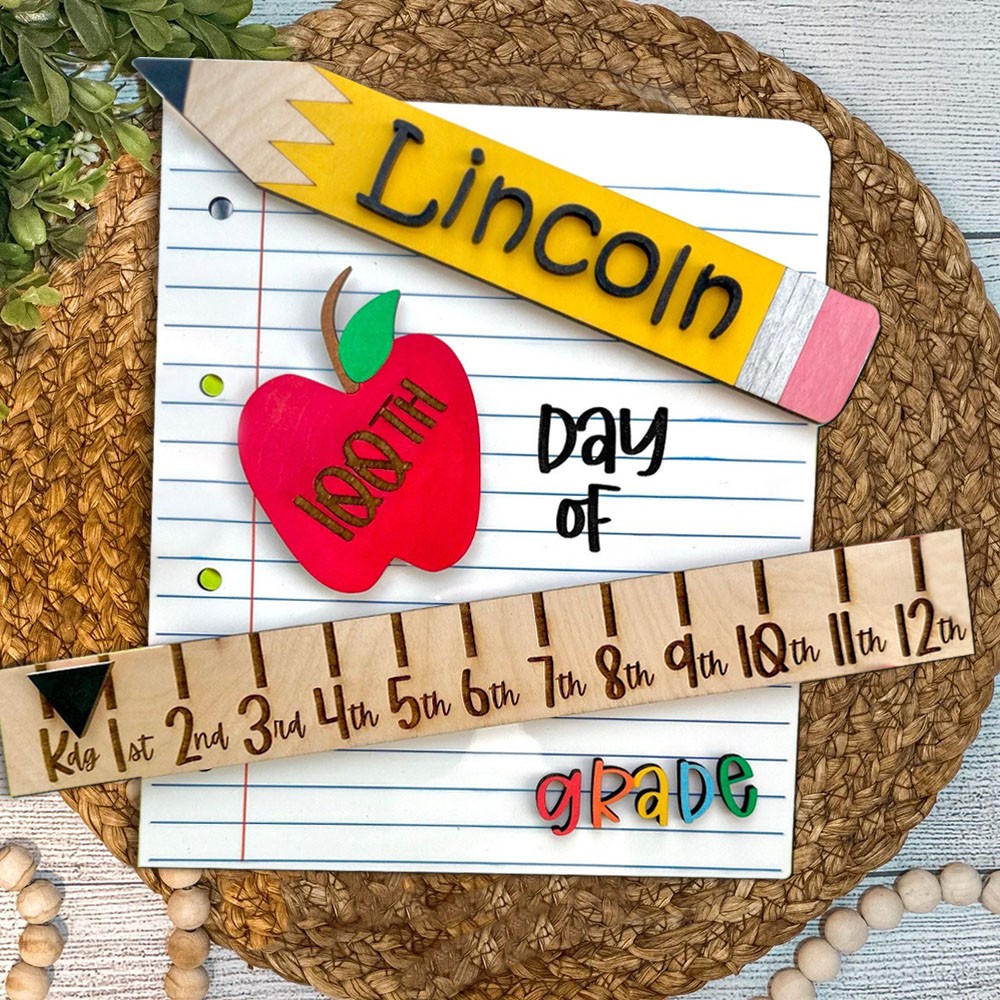 Custom Interchangeable First/100th/Last Day Sign With Kids Name Photo Prop Back to School Gifts for Kids