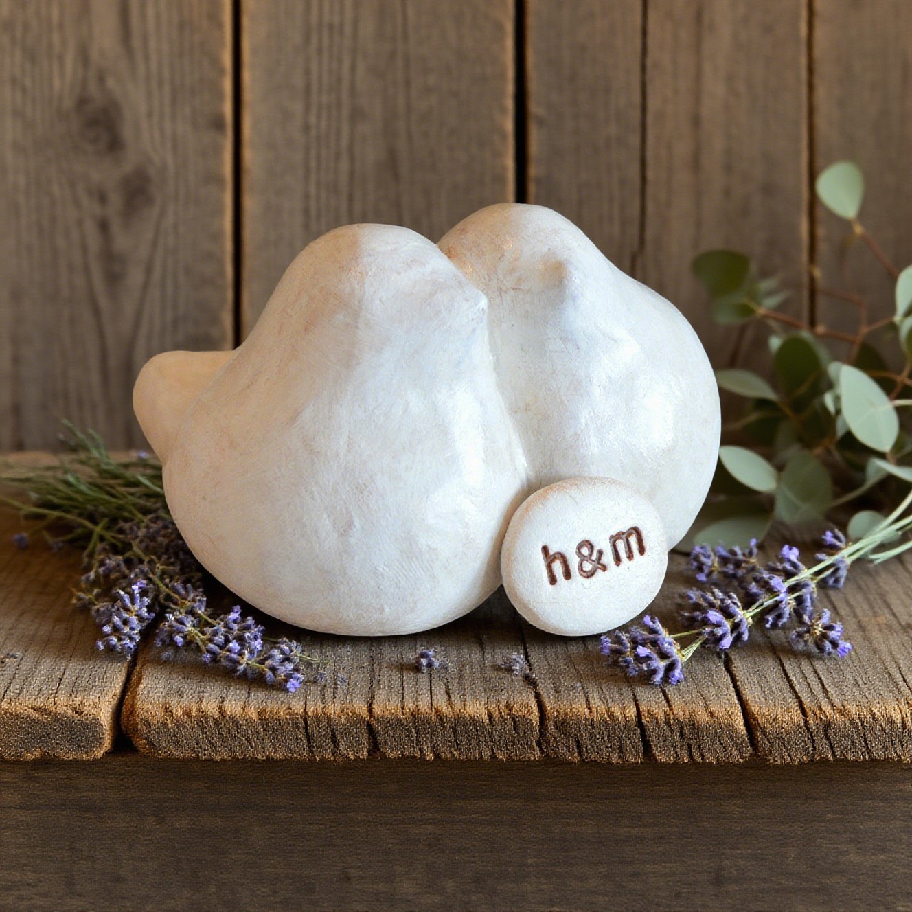 Lovebirds Cuddling Snuggling Wedding Cake Topper with Personalized Initials Unique Wedding Anniversary Gifts