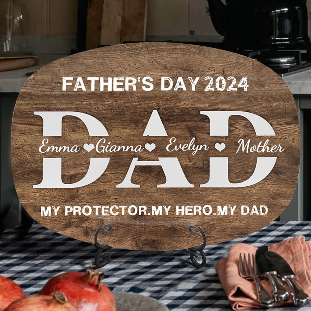 Personalized Dad Platter with Kids Names Father's Day Gift