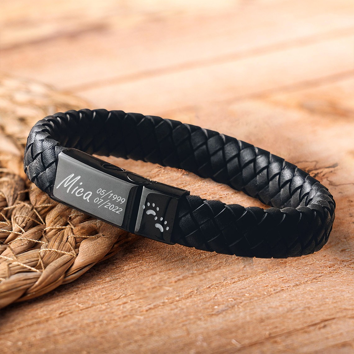 Personalized Dog Urn Leather Bracelet Custom Engraved Pet Ashes Bracelet Loss of Pet Gift Pet Memorial Gift