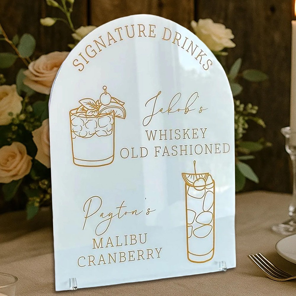 Personalized Wedding Signature Drinks Menu Sign Wedding Table Bar Menu Signs Acrylic Wedding Bar Menu
