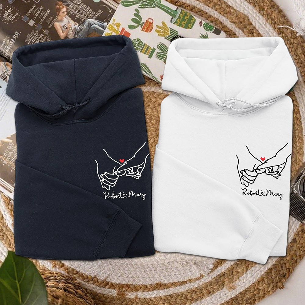 Pinky Promise Hoodie Custom Couples Matching Hoodies Unique Anniversary Gift for Her Him Valentine's Day Gifts