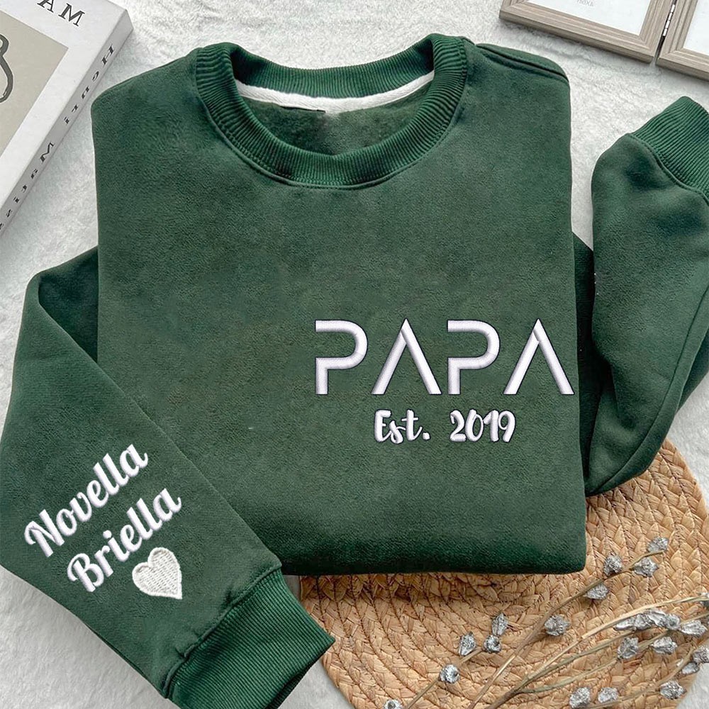 Personalized Papa Embroidered Sweatshirt Hoodie Unique Father's Day Gift Ideas Best Gift For Dad
