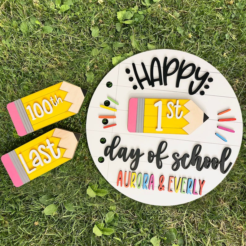 Personalized First/100th/Last Day of School Interchangeable Back to School Sign Gift Ideas for Kids