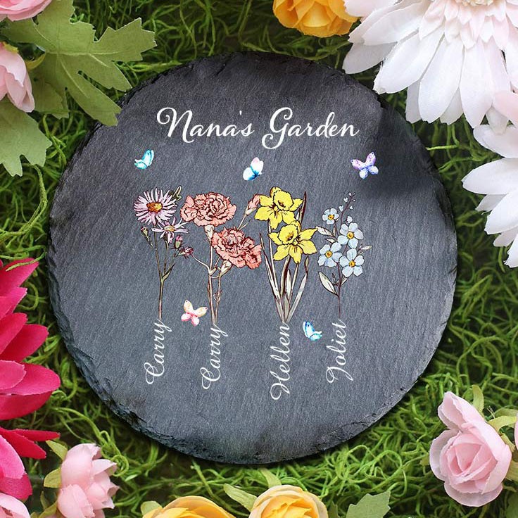 Custom Nana's Garden Birth Flower Plaque With Grandkids Names Personalized Gift for Mom Grandma Mother's Day Gift Ideas