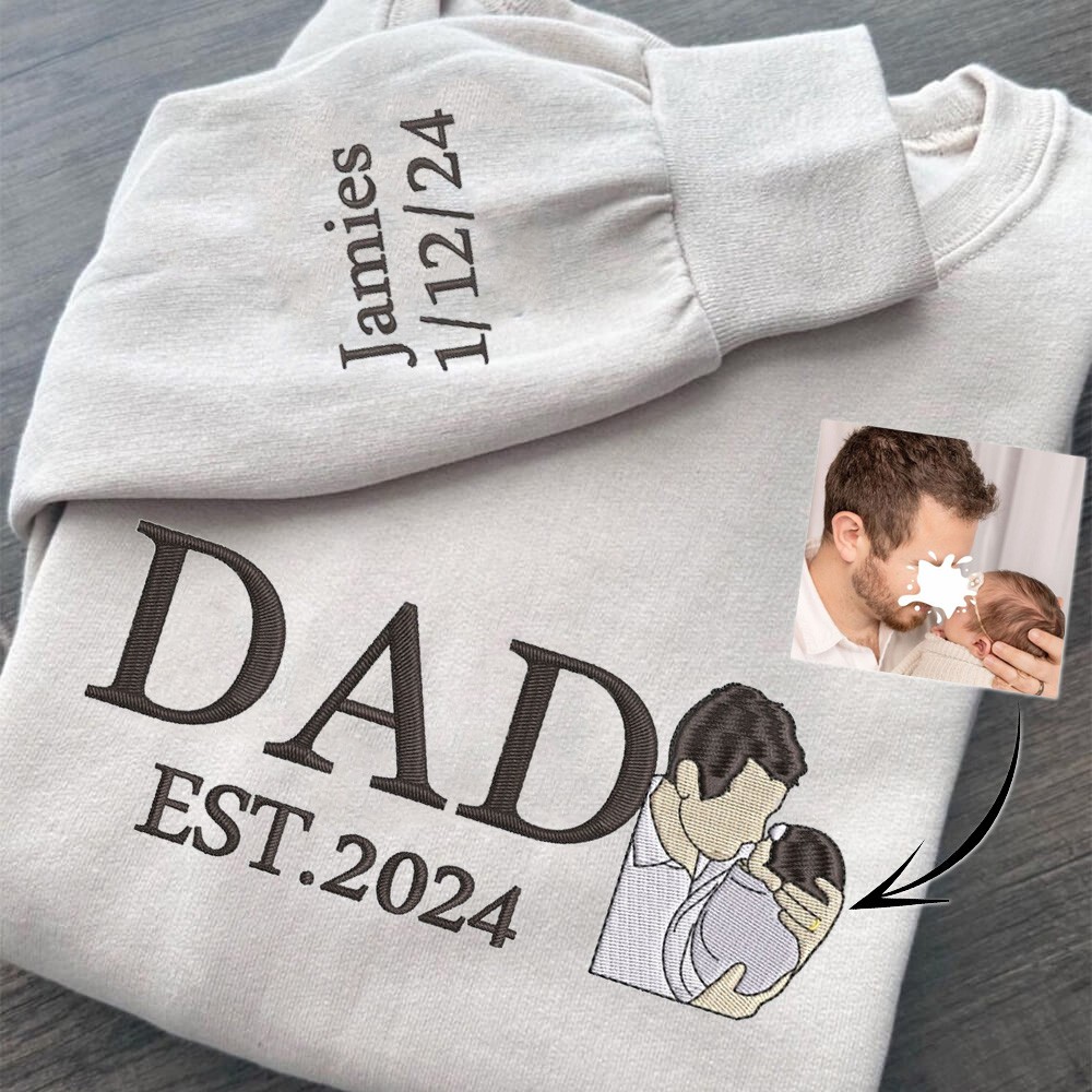Personalized Dad Photo Embroidered Sweatshirt Hoodie Custom Keepsake Gift Father's Day Gift Ideas