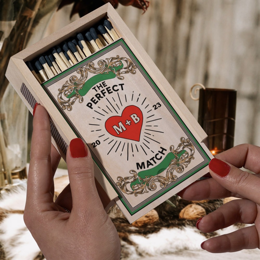 Personalized The Perfect Match Wood Matchbox Unique Gifts for Couple New House Gift Valentine's Day Gifts for Her Him