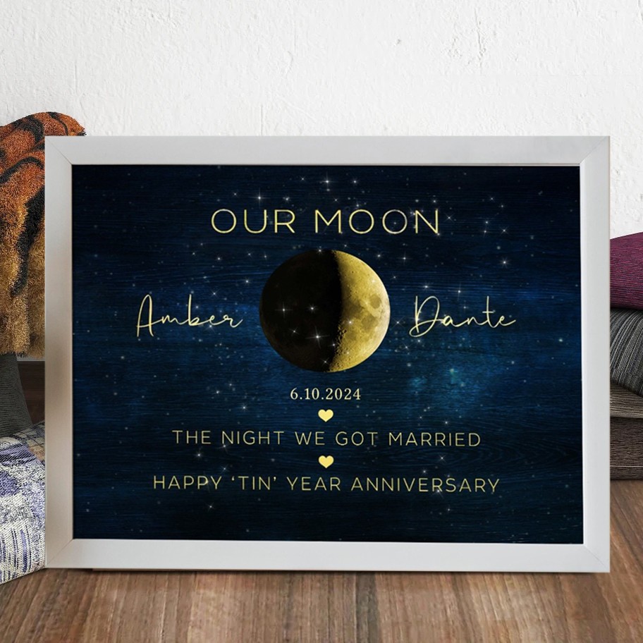 The Night We Got Married Custom Our Moon Phase Print Frame Christmas Gift Ideas Anniversary Gift Ideas