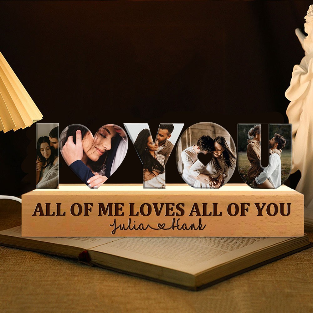Personalized I Love You Photo Collage Night Light for Couple Anniversary Gifts Valentine's Day Gift for Her Him
